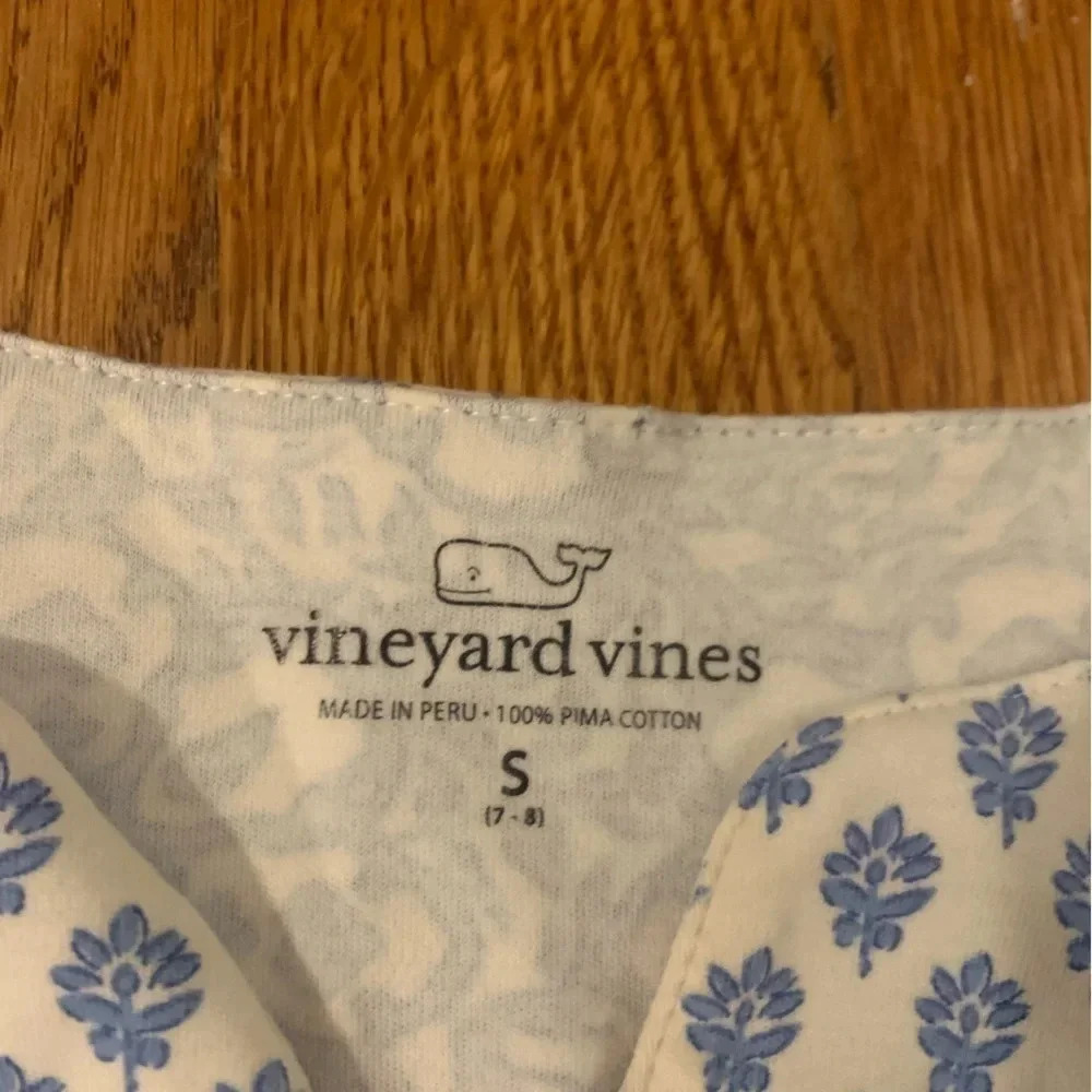 Vineyard Vines Girls Blue White Shift Dress Pima Cotton Preppy Size Small - Picture 7 of 9